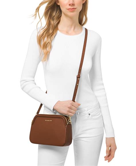 michael michael kors houston large leather double-zip crossbody|double zipper crossbody wallet.